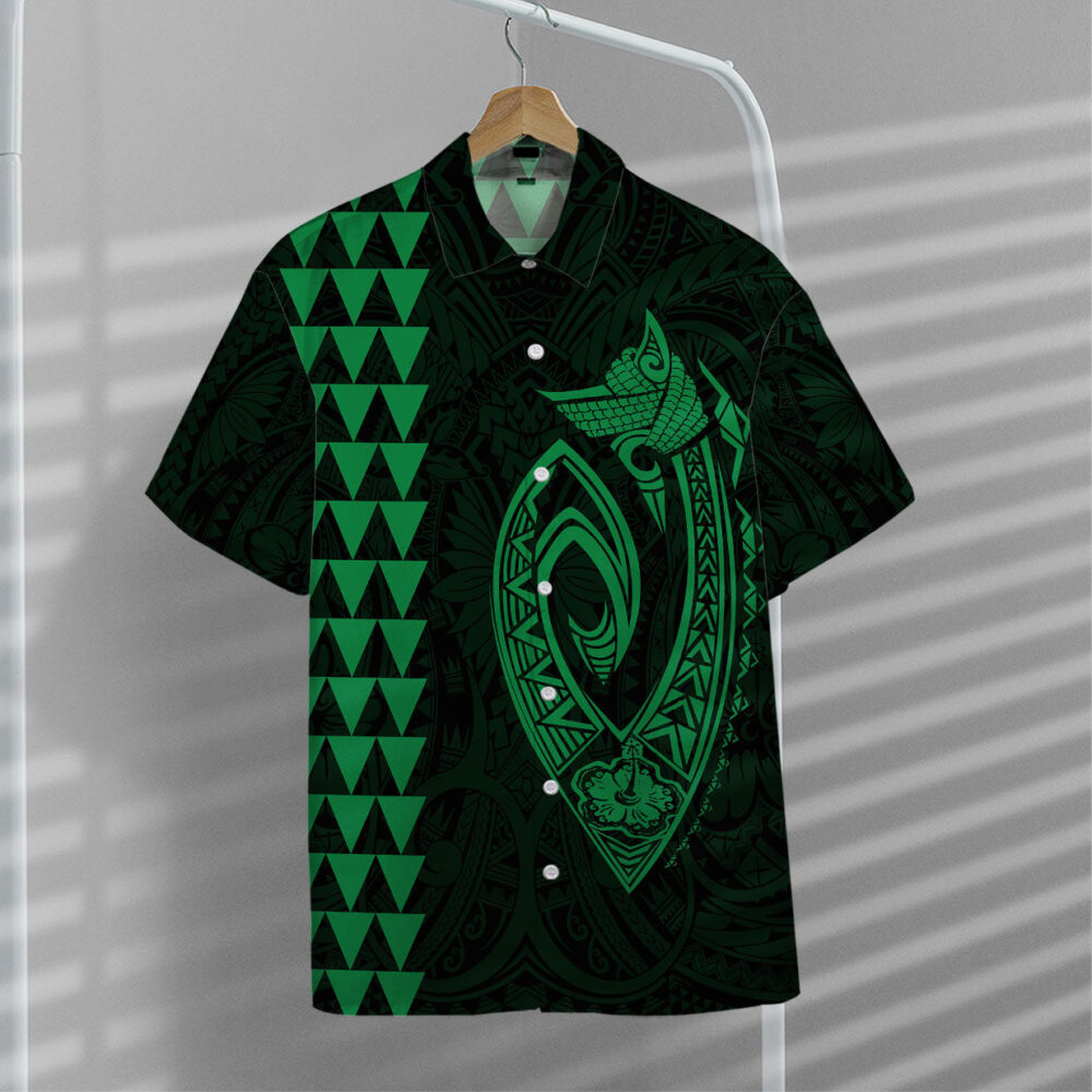 Green Fish Hook Hawaii Shirt