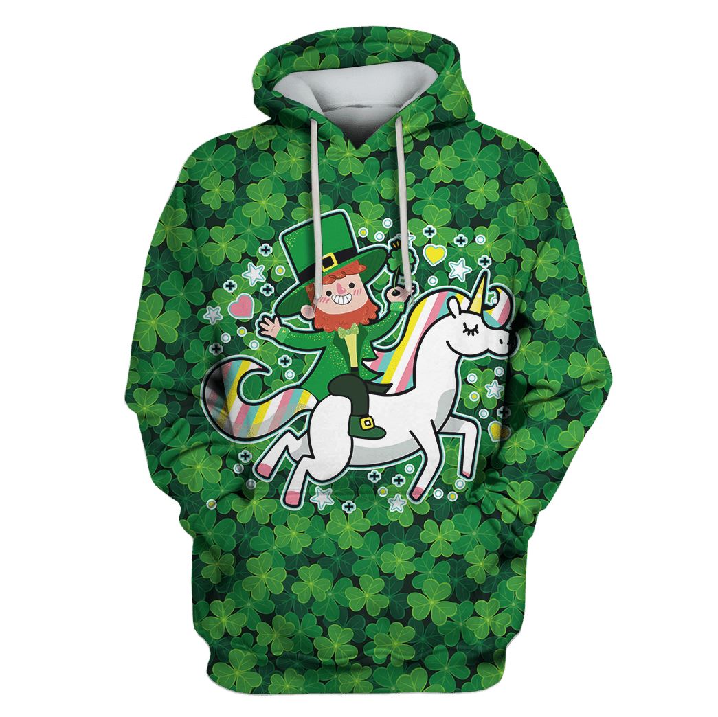 Green Man Riding Unicorn Custom T-Shirt Hoodie Apparel