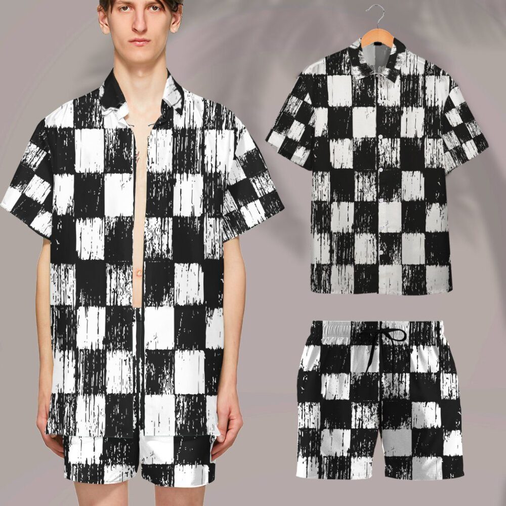 Grunge Chess Board Custom Hawaii Shirt