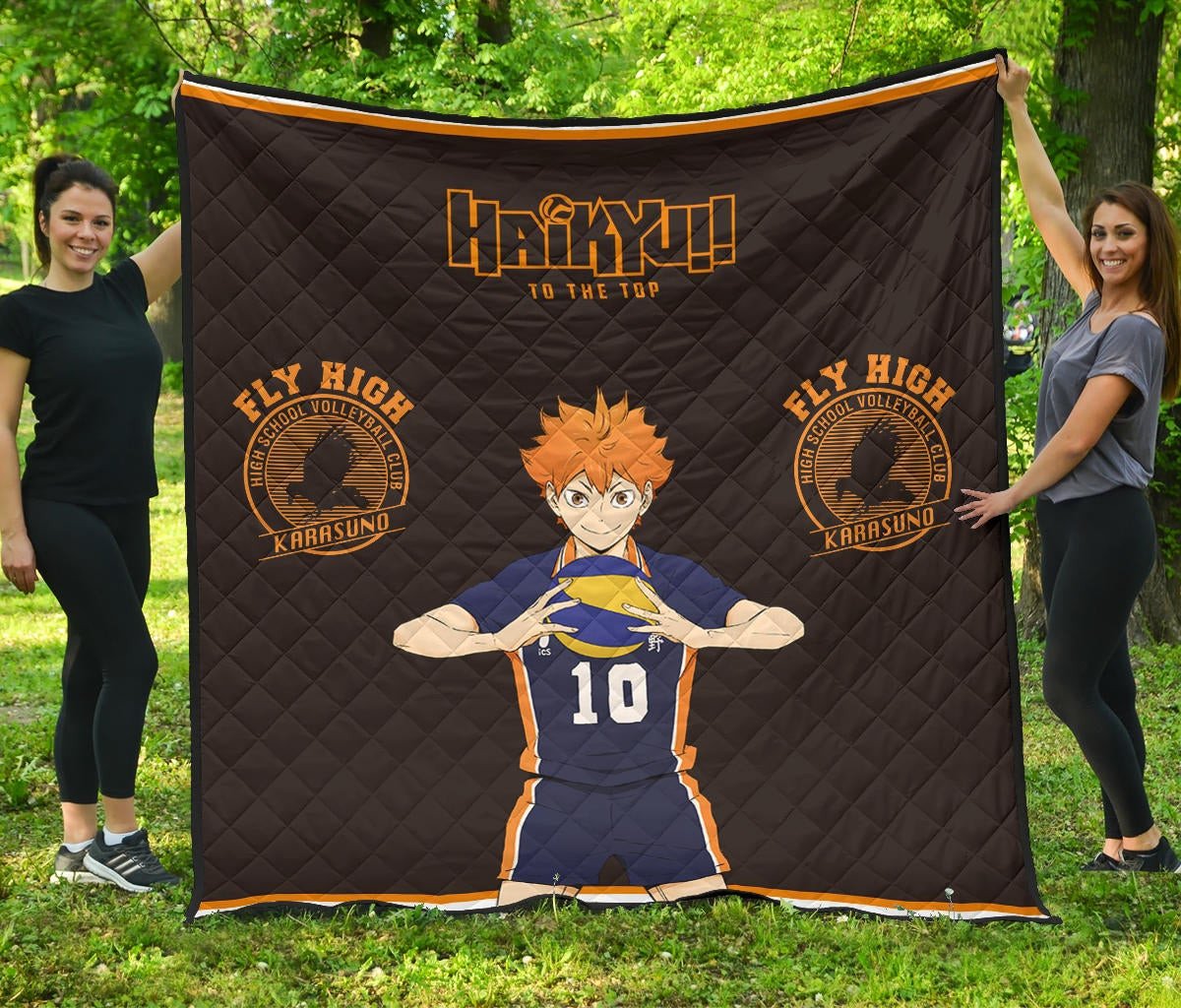 Haikyuu Anime Premium Quilt – Hinata Shoyo Smile Crow Fly High Quilt Blanket