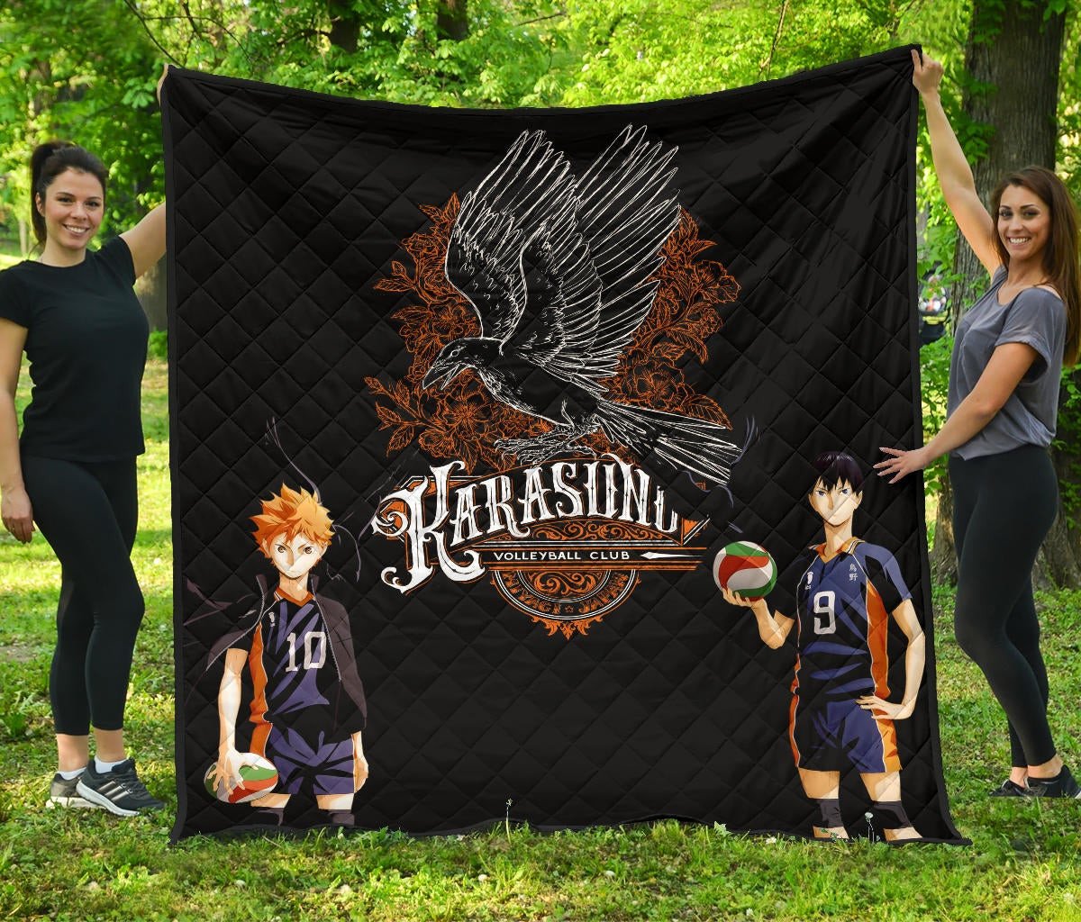 Haikyuu Anime Premium Quilt – Kageyama And Hinata Volleyball Club Raven Shadow Quilt Blanket