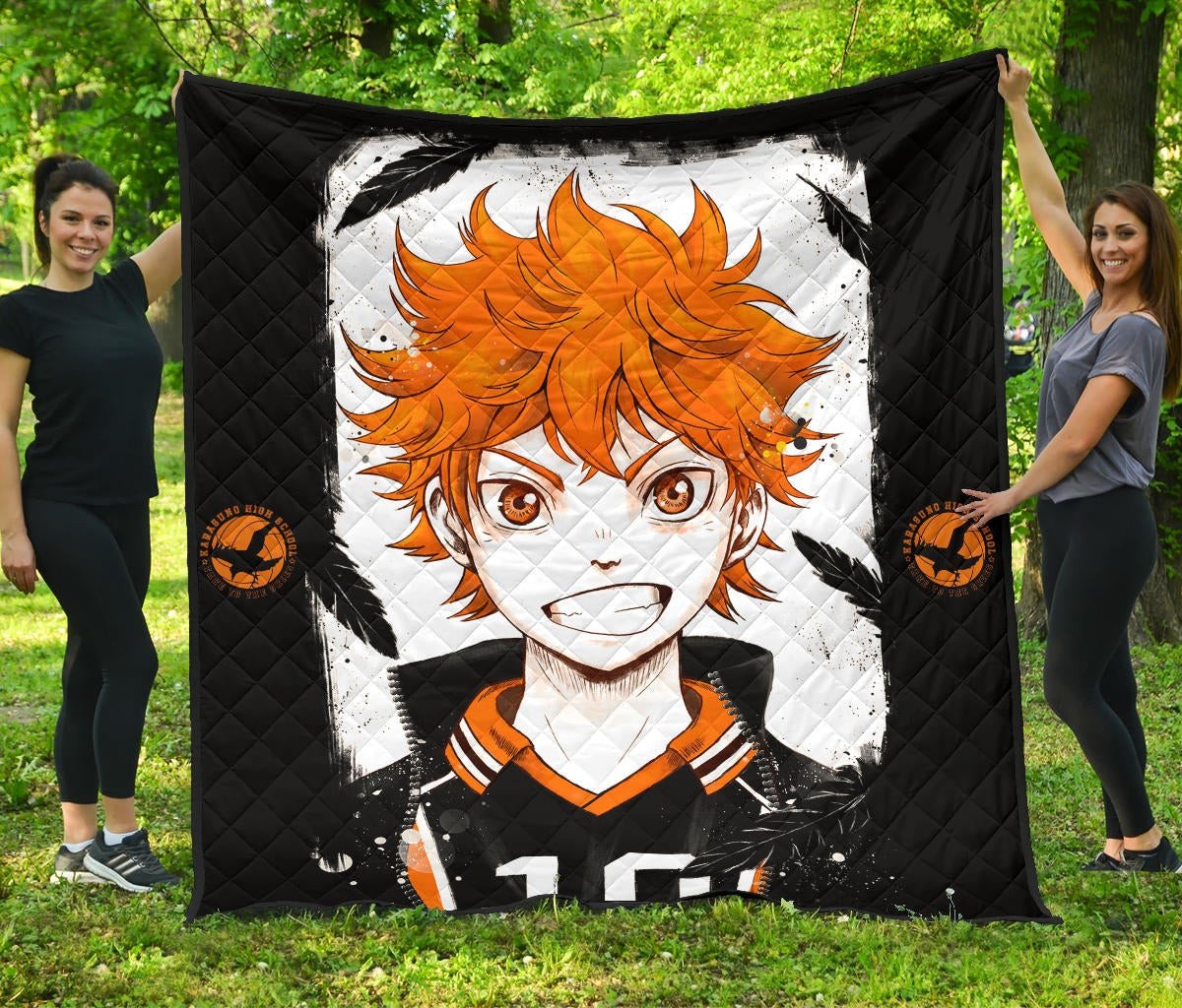 Haikyuu Anime Premium Quilt – Shouyou Hinata 10 High School Raven Black Orange Quilt Blanket