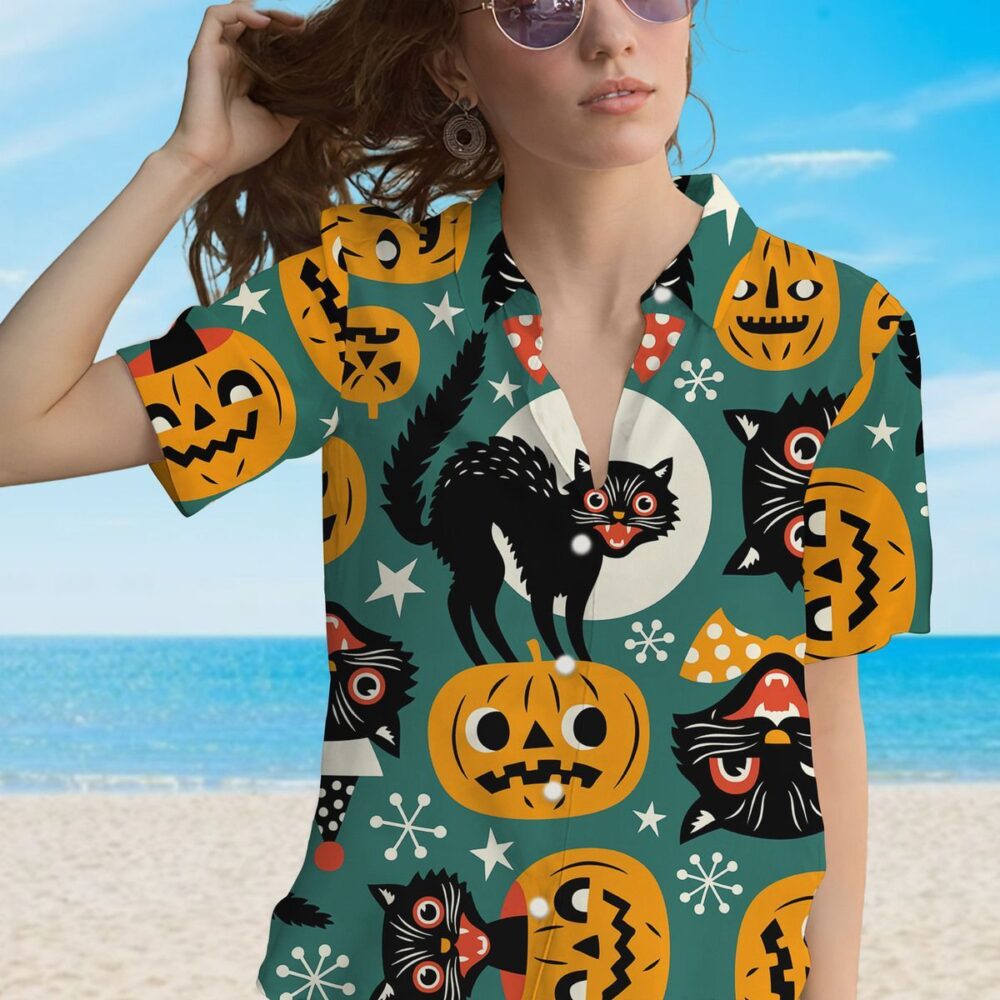 Halloween Black Cats Custom Hawaiian Shirt