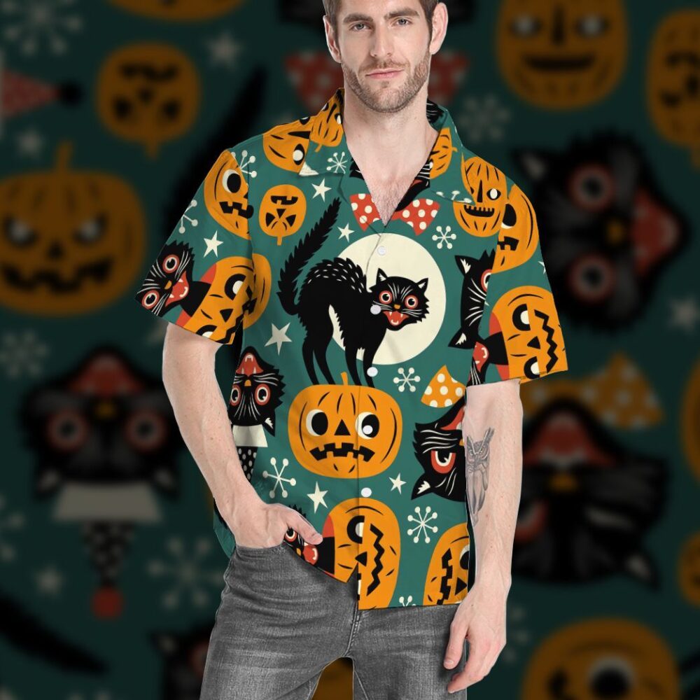 Halloween Black Cats Custom Hawaiian Shirt