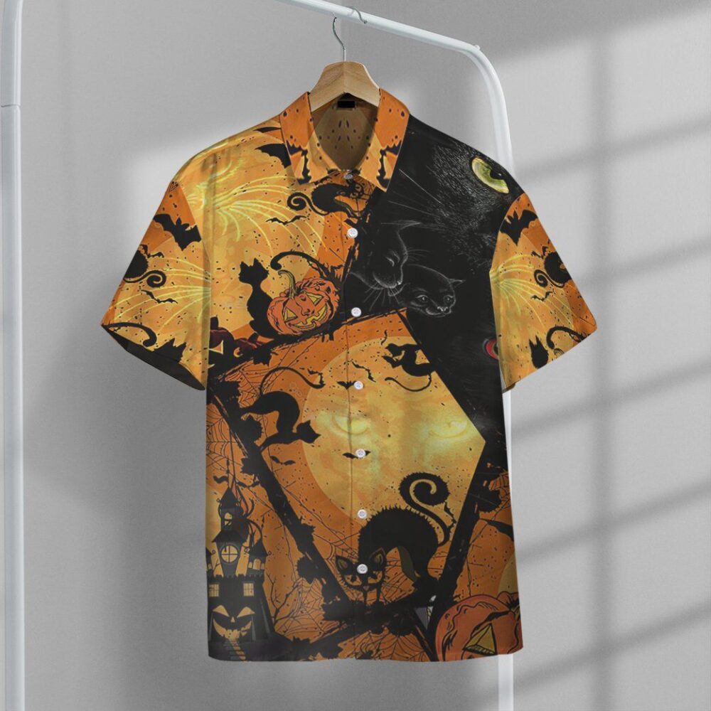 Halloween Cat Hawaii Shorts Sleeve Shirt