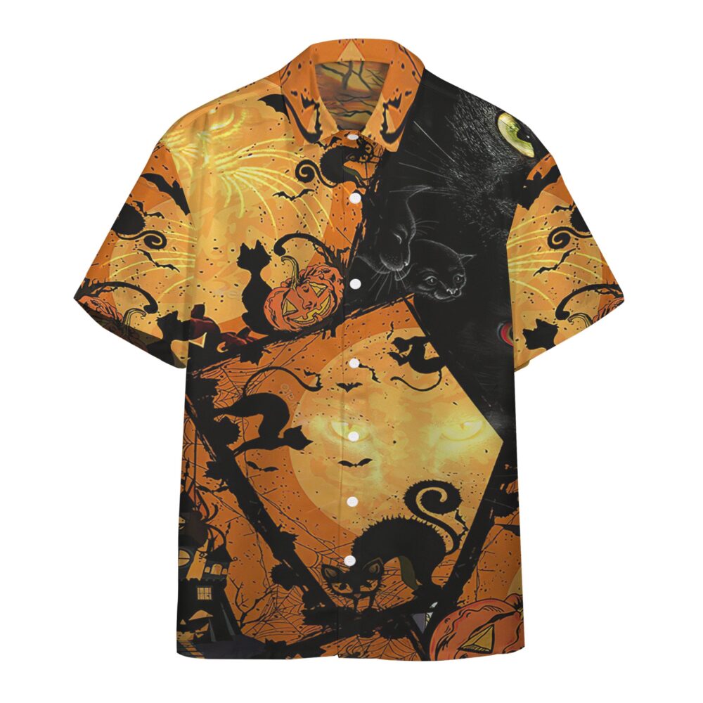 Halloween Cat Hawaii Shorts Sleeve Shirt