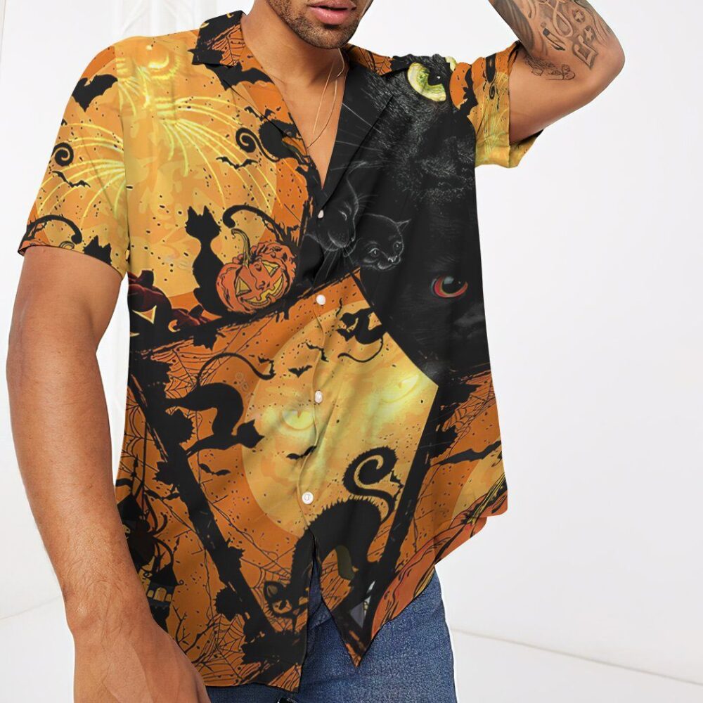 Halloween Cat Hawaii Shorts Sleeve Shirt