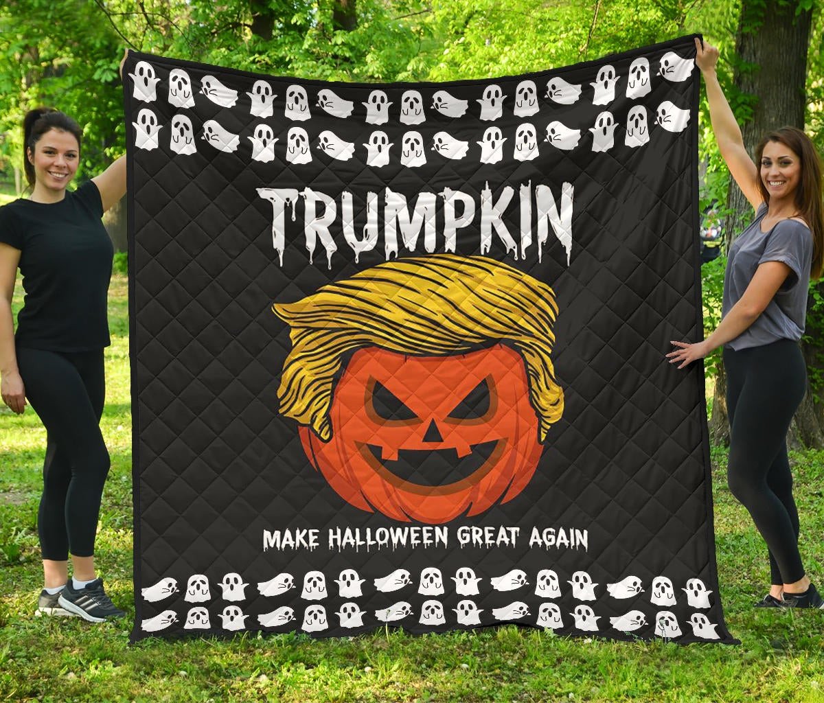 Halloween Premium Quilt | Trumpkin Make US Halloween Great Again Quilt Blanket