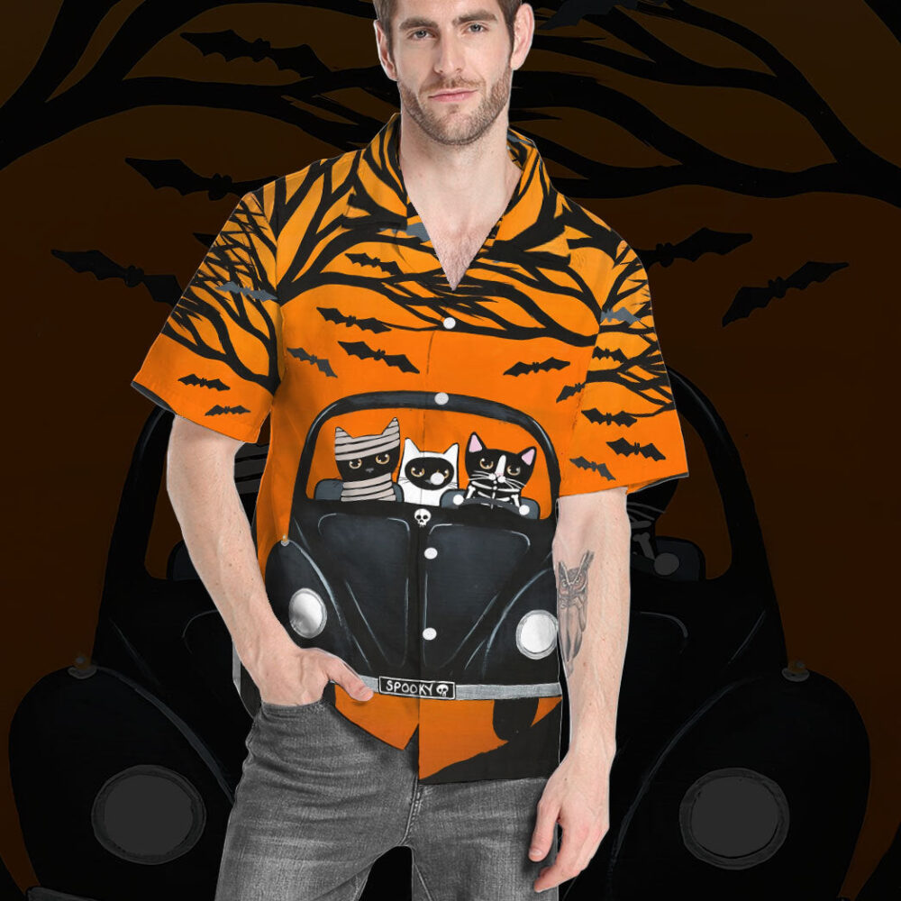 Happy Halloween A Spooky Drive Black Cats Custom Short Sleeves Shirt