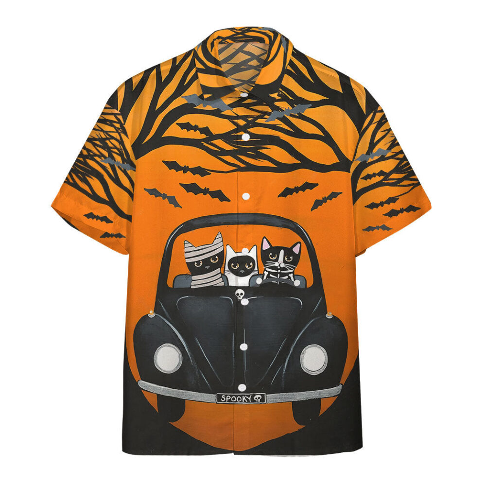 Happy Halloween A Spooky Drive Black Cats Custom Short Sleeves Shirt