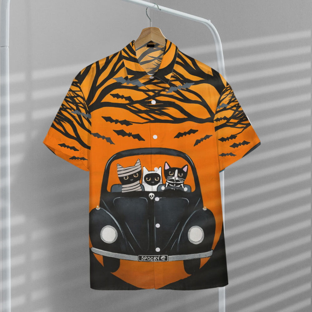 Happy Halloween A Spooky Drive Black Cats Custom Short Sleeves Shirt