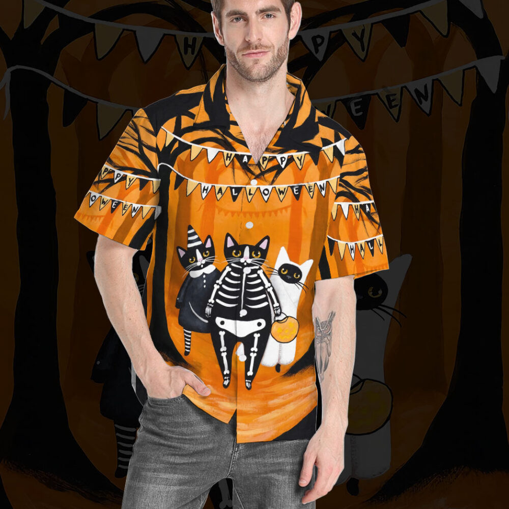 Happy Halloween Black Cats Want Candy Custom Short Sleeves Shirt