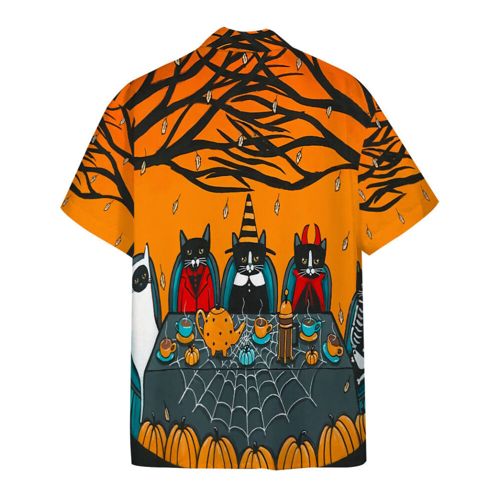 Happy Halloween Tea And Coffee Party Black Cats Custom Short Sleeves Shirt