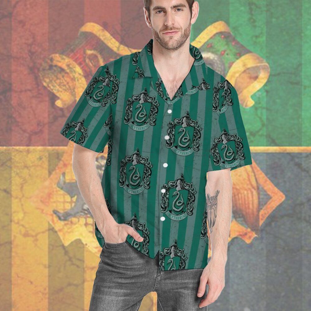 Harry Potter Hogwarts Slytherin House Pride Crests Custom Hawaii Shirt