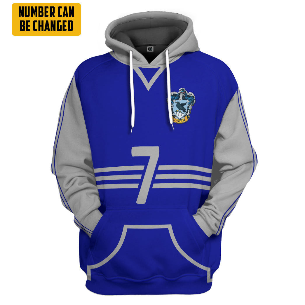 Harry Potter Ravenclaw Quidditch Uniform Custom Number Hoodie Tshirt Apparel