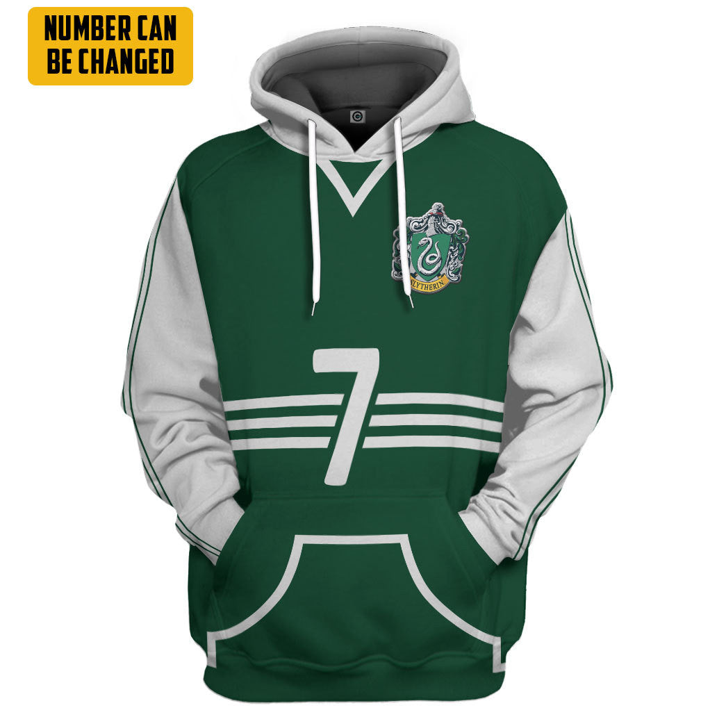 Harry Potter Slytherin Quidditch Uniform Custom Number Hoodie Tshirt Apparel