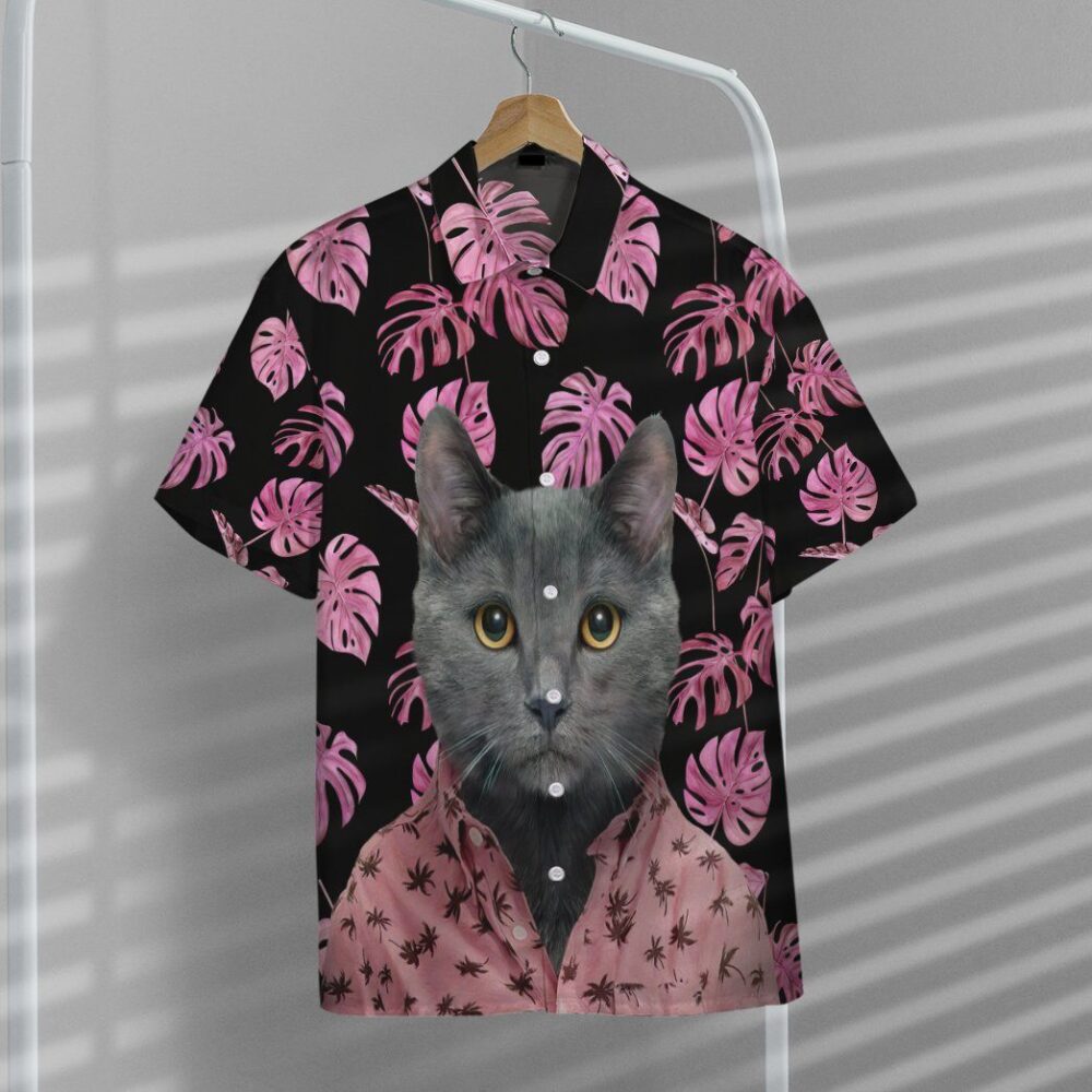 Hawaiian Chartreaux Cat Custom Short Sleeve Shirt