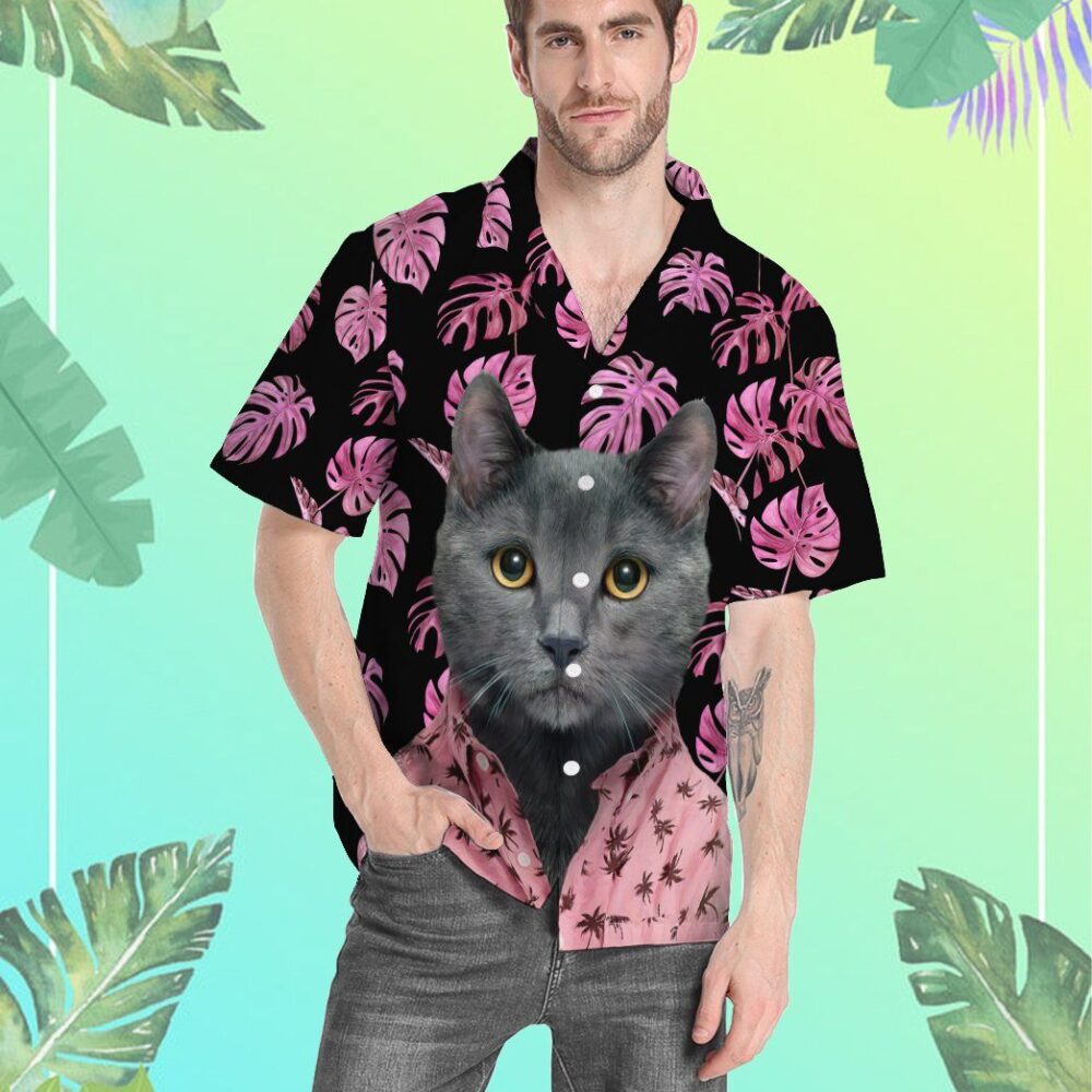 Hawaiian Chartreaux Cat Custom Short Sleeve Shirt