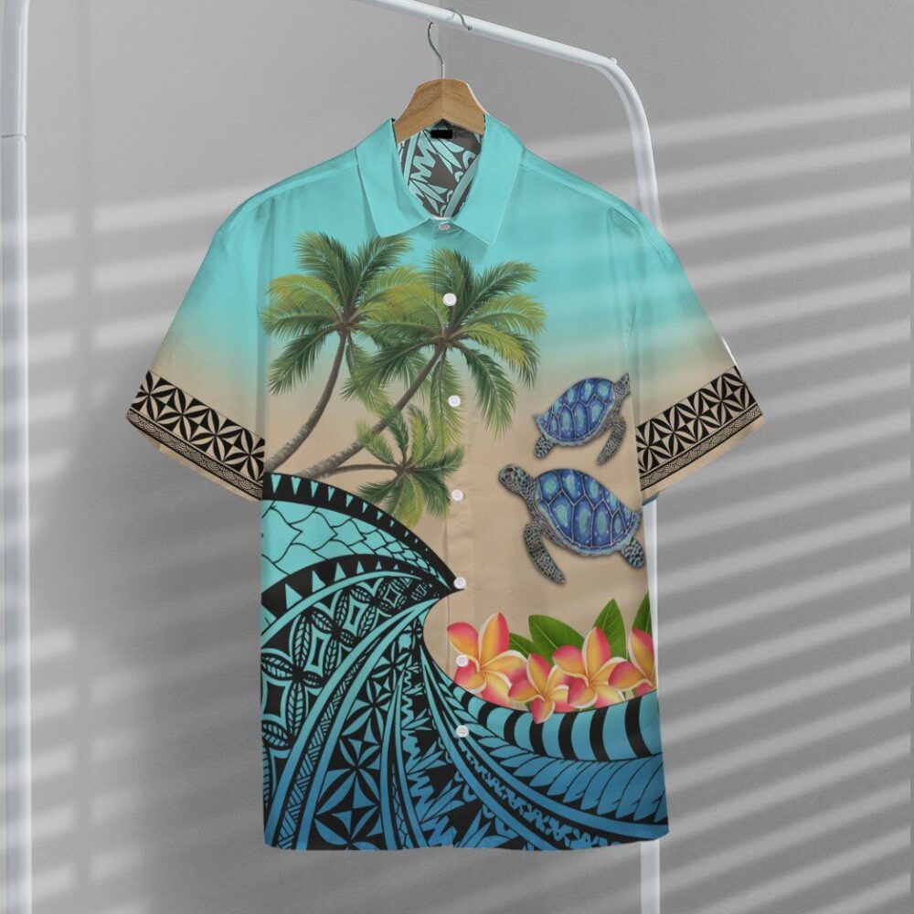 Hawaiian Polynesian Turtle Plumeria Custom Short Sleeve Shirt