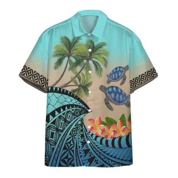 Hawaiian Polynesian Turtle Plumeria Custom Short Sleeve Shirt