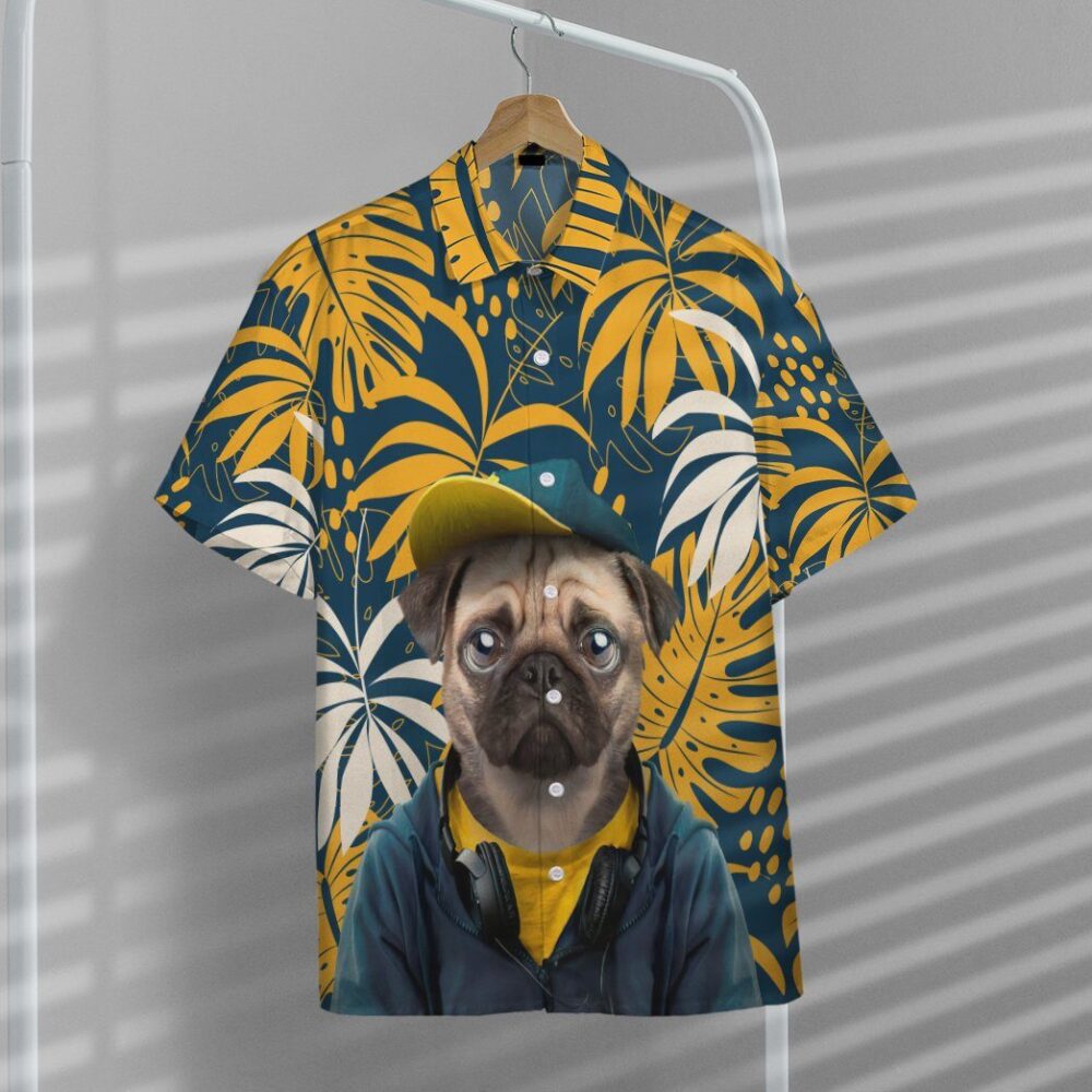 Hawaiian Pug Dog Custom Short Sleeve Shirt