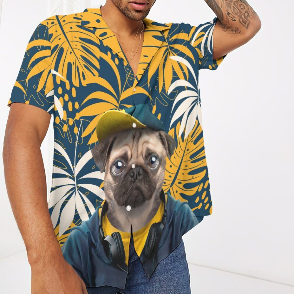 Hawaiian Pug Dog Custom Short Sleeve Shirt