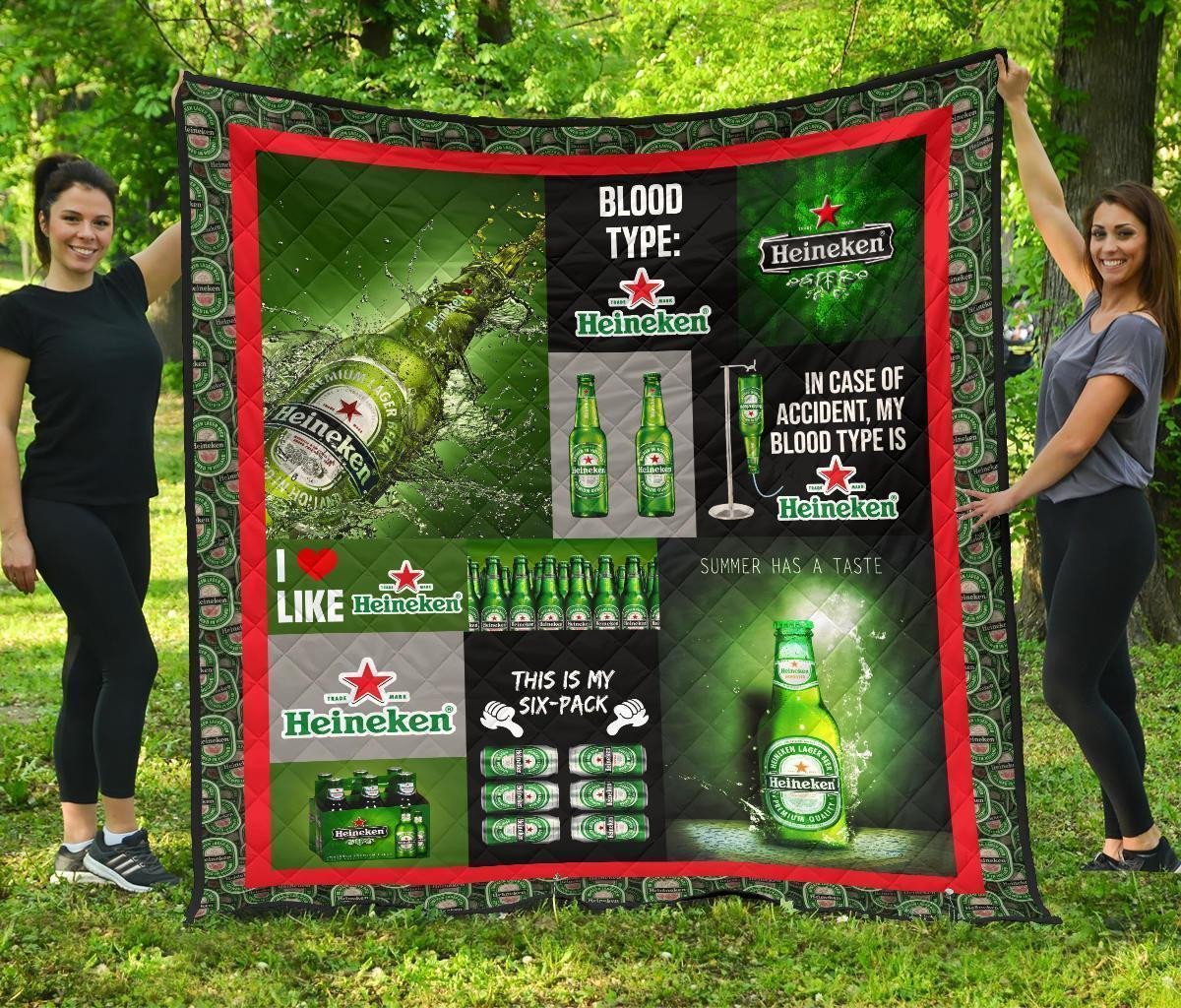 Heineken Quilt Blanket Funny Gift For Beer Lover