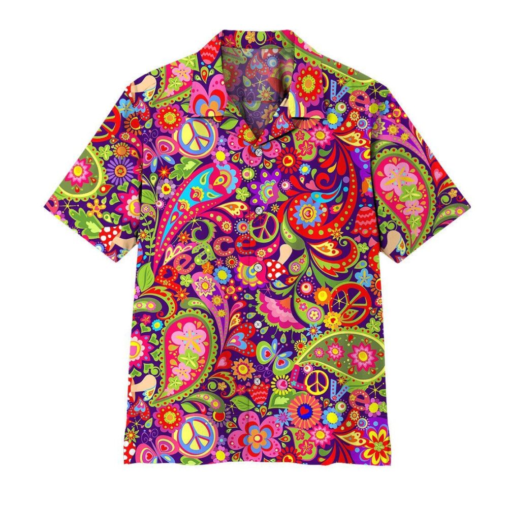 Hippie Pattern Button Up Hawaii Shirt