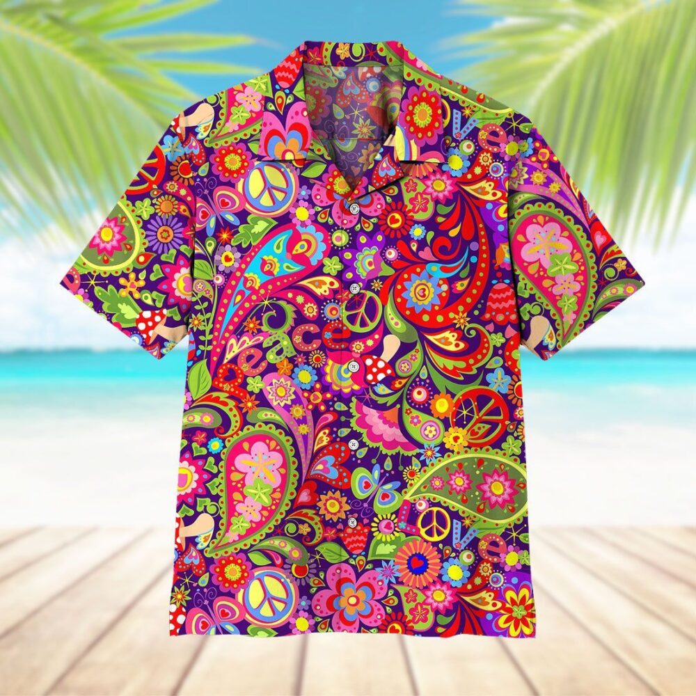 Hippie Pattern Button Up Hawaii Shirt