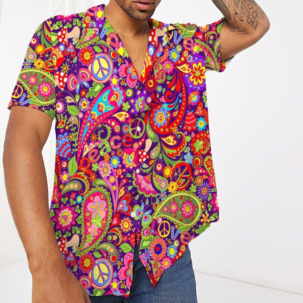 Hippie Pattern Button Up Hawaii Shirt