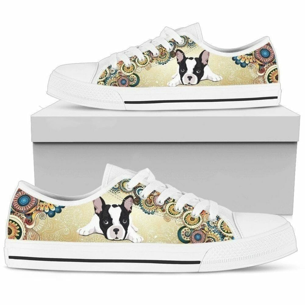 Hippie Style French Bulldog Women Low Top Sneaker