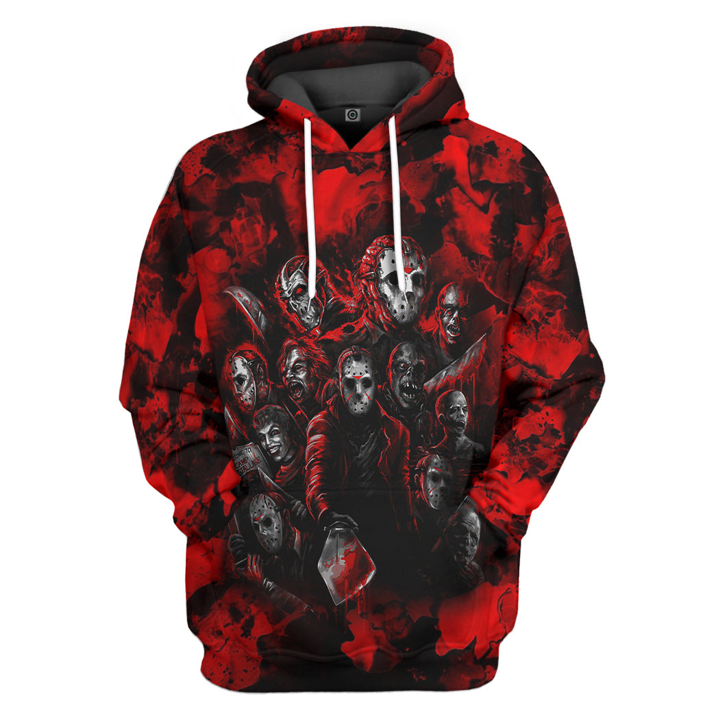 Horror Characters Squad All Over Print T-Shirt Hoodie Fan Gifts Idea