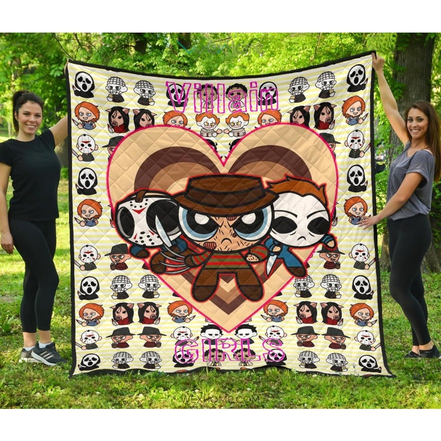 Horror Movie Powerpuff Girls Cosplay Horror Villains Chibi Patterns Premium Quilt Blanket