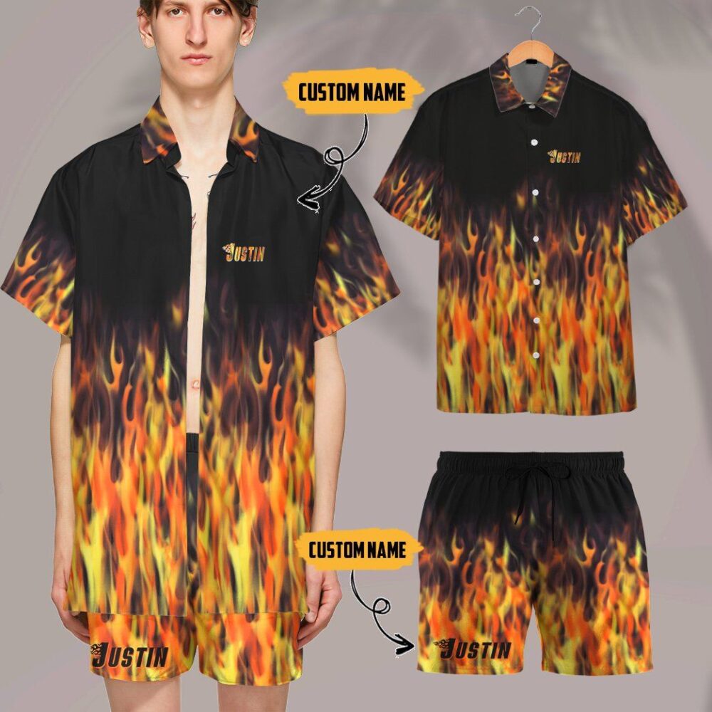 Hot Rod Flame Bowling Custom Name Hawaii Shirt