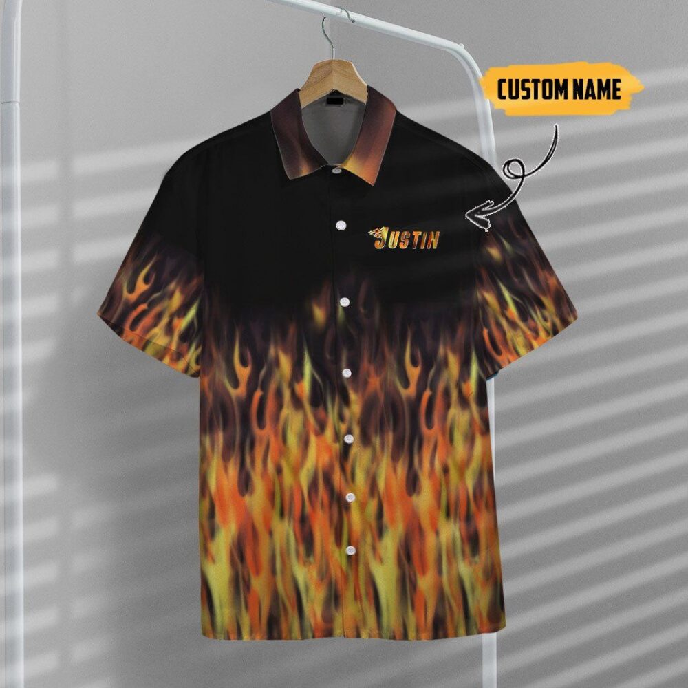 Hot Rod Flame Bowling Custom Name Hawaii Shirt