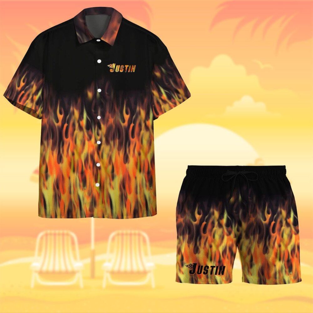 Hot Rod Flame Bowling Custom Name Hawaii Shirt