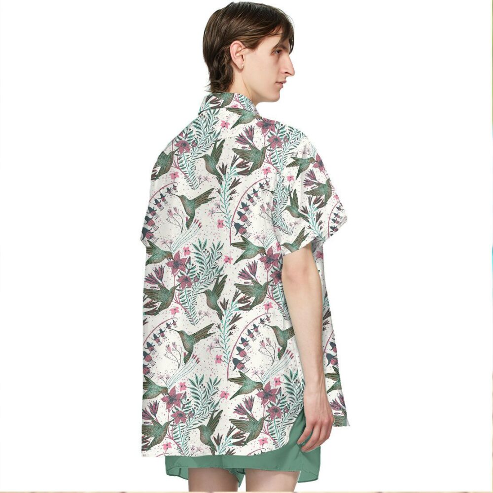 Hummingbird With Columbine Flower Hawaii Shirt