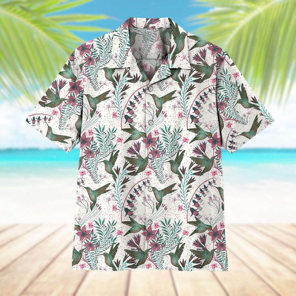 Hummingbird With Columbine Flower Hawaii Shirt