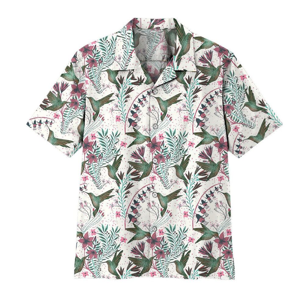 Hummingbird With Columbine Flower Hawaii Shirt