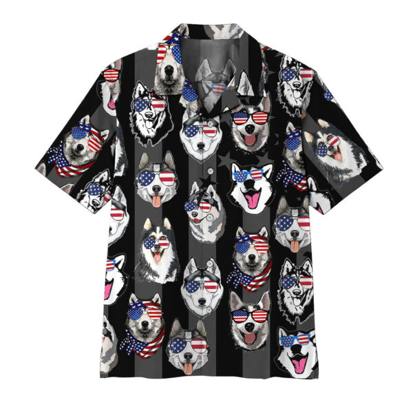 Husky American Flag Hawaii Shirt