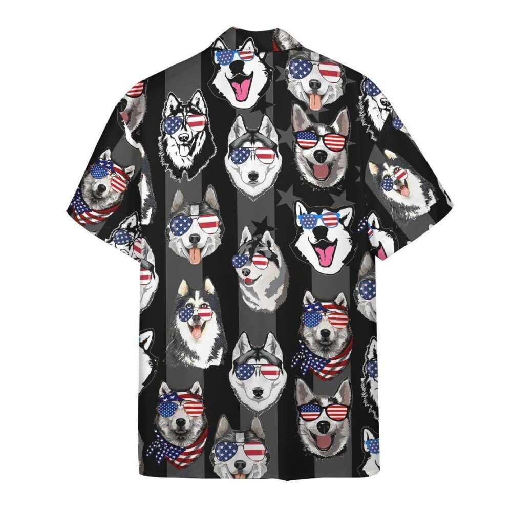 Husky American Flag Hawaii Shirt