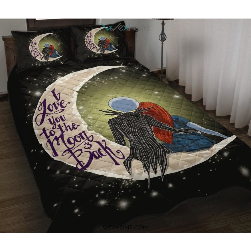 Jack And Sally Nightmare Before Christmas To The Moon Quilt Bed Sets – Unique Design Amazing Gift