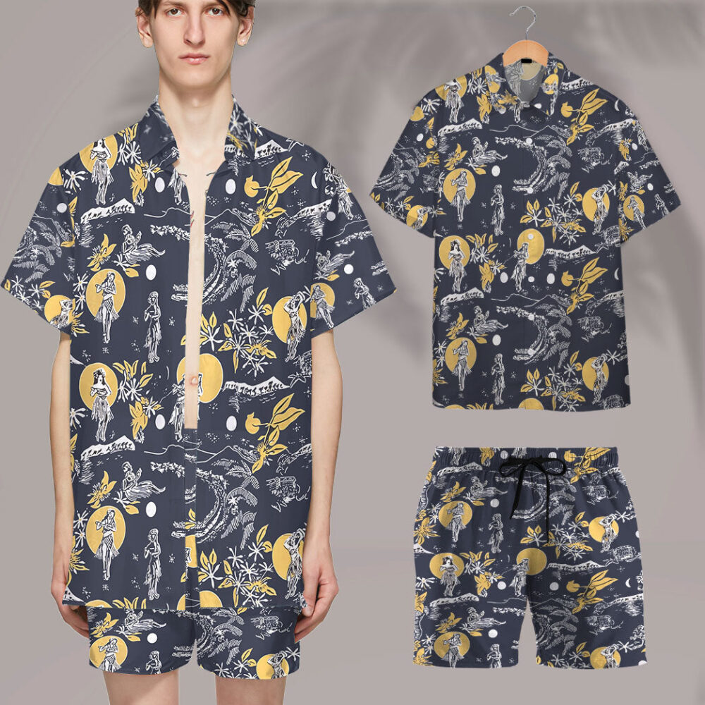 Jay Hernandez Hula Moon Navy Retro From The Magnum Pi Reboot Custom Hawaii Shirt