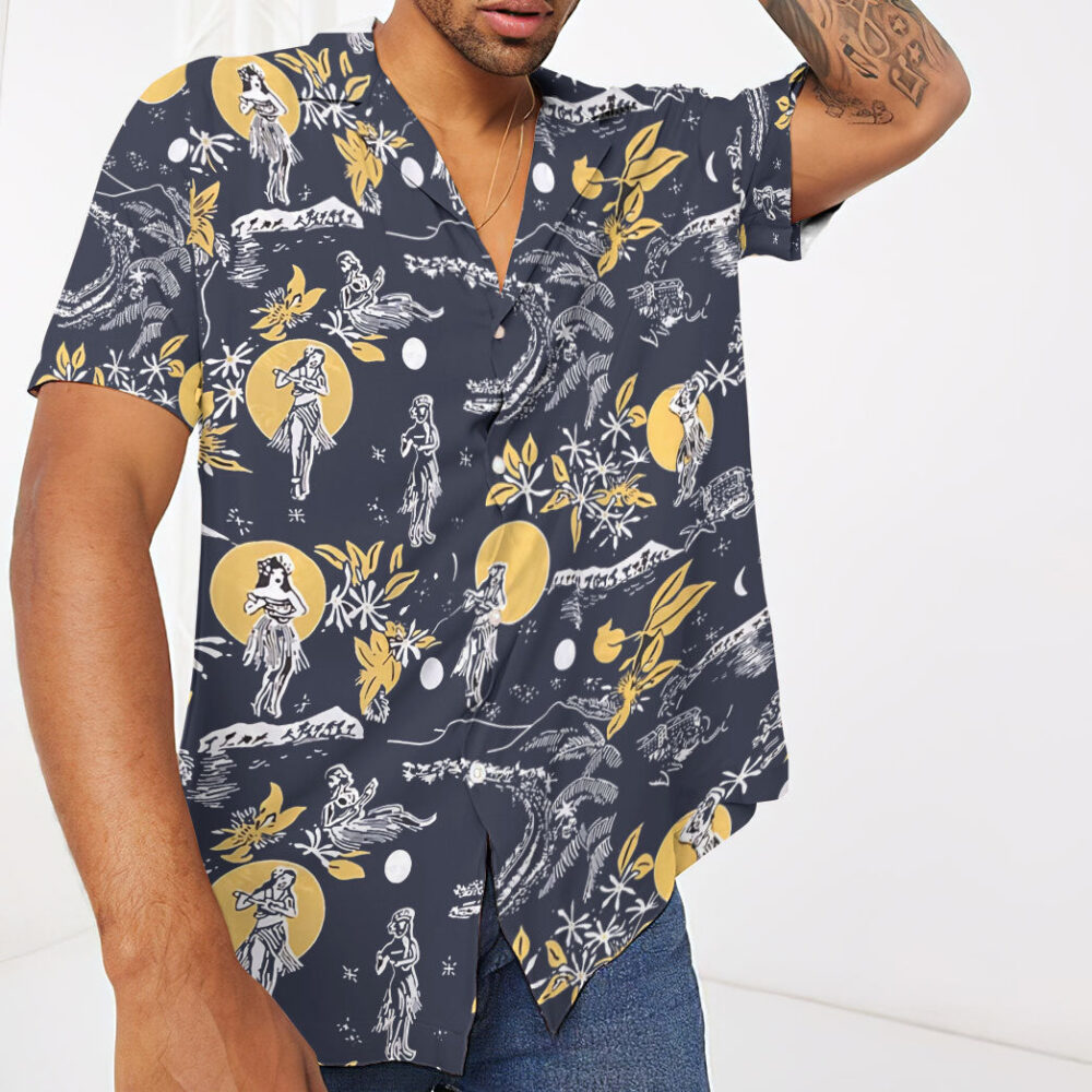 Jay Hernandez Hula Moon Navy Retro From The Magnum Pi Reboot Custom Hawaii Shirt