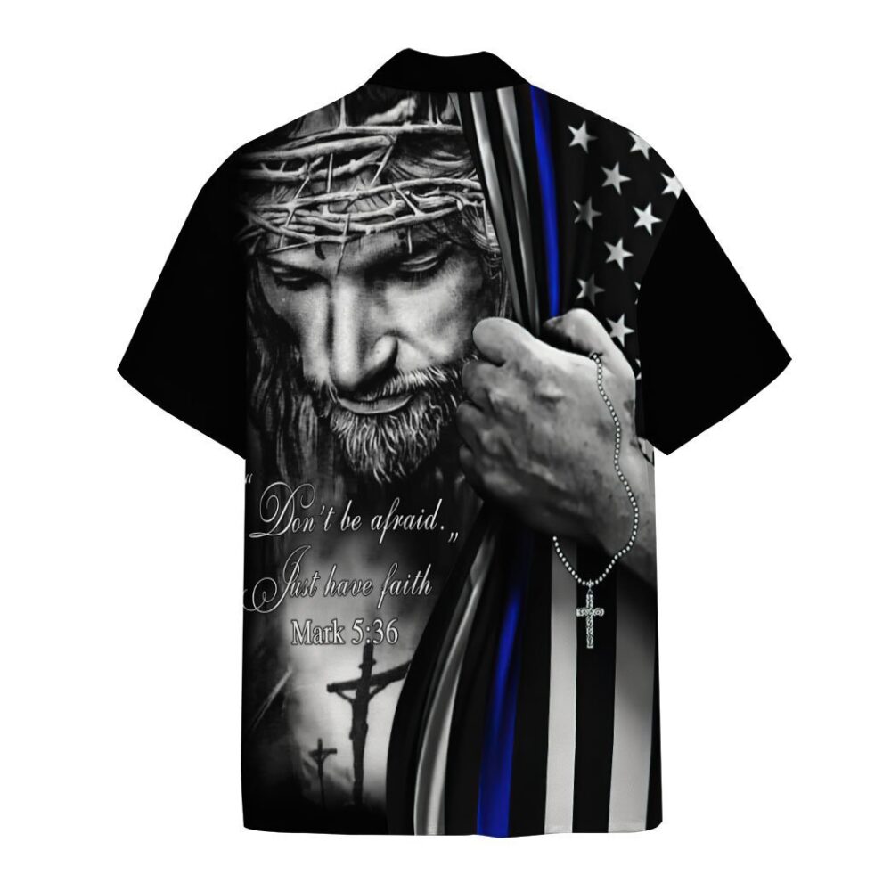 Jesus Christ Blue Line Flag Custom Short Sleeve Shirt