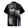 Jesus Christ Blue Line Flag Custom Short Sleeve Shirt Sgwst