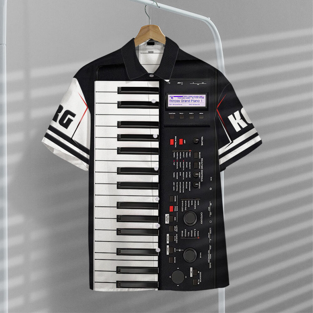 Keyboard Piano Button Up Hawaii Shirt