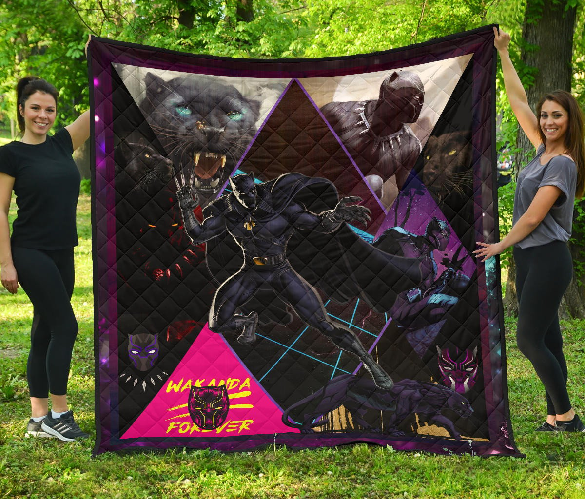 King T’Challa Black Panther Premium Quilt Blanket Movie Home Decor Custom For Fans