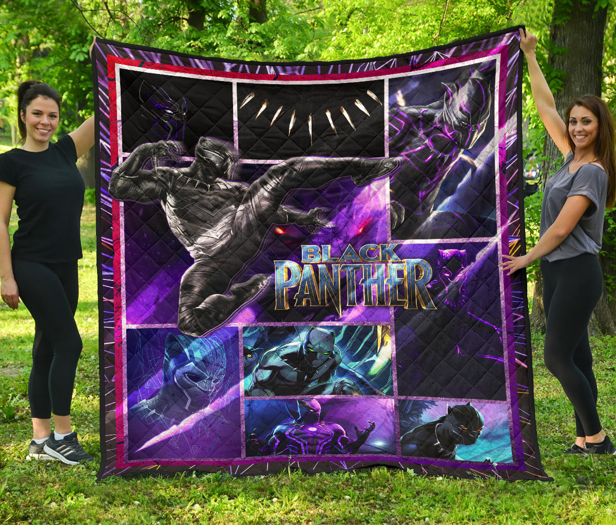 King T’Challa Black Panther Premium Quilt Blanket Movie Home Decor Custom For Fans