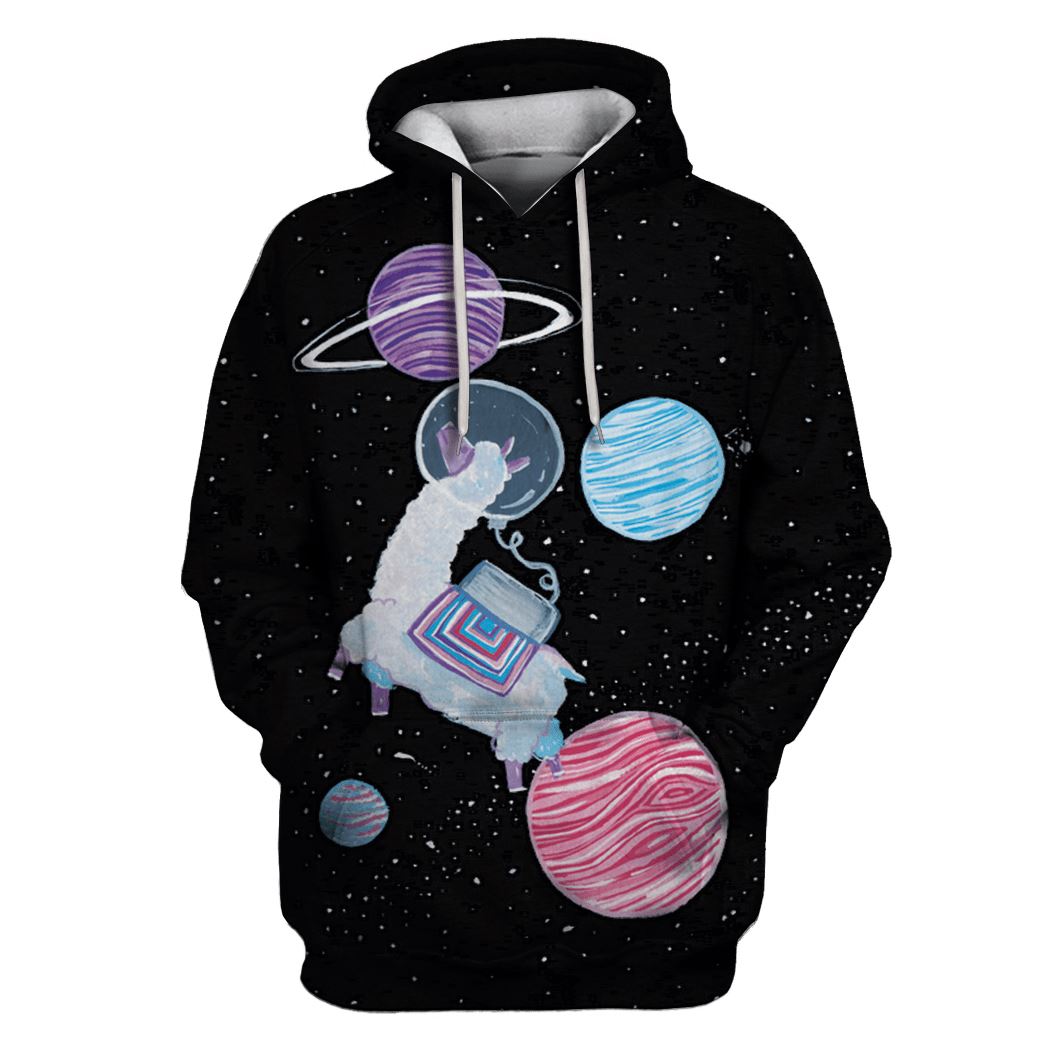 Llama Astronaut Out Space Custom T-Shirt Hoodie Apparel